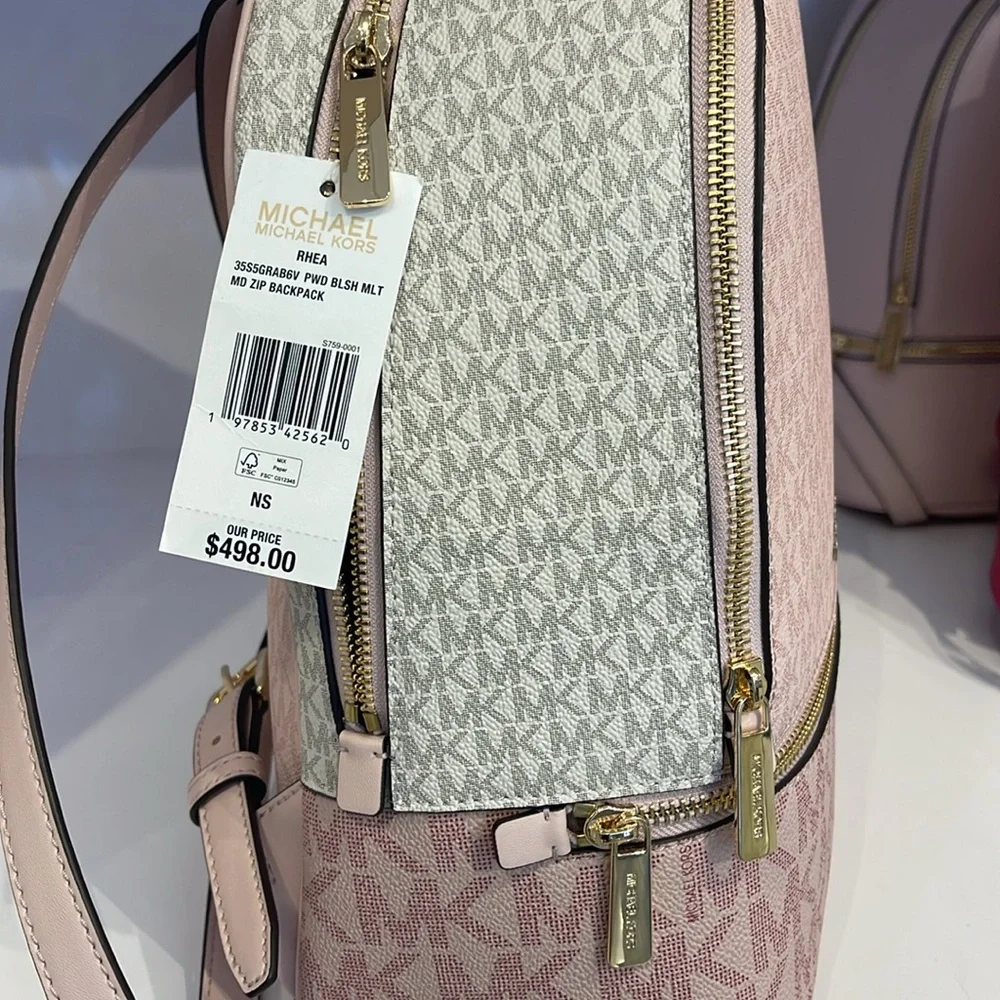 MICHAEL KORS Rhea Medm Zip Color-Block Signature Logo Backpack
PWD BLSH MLT
NWT - Picture 9 of 16